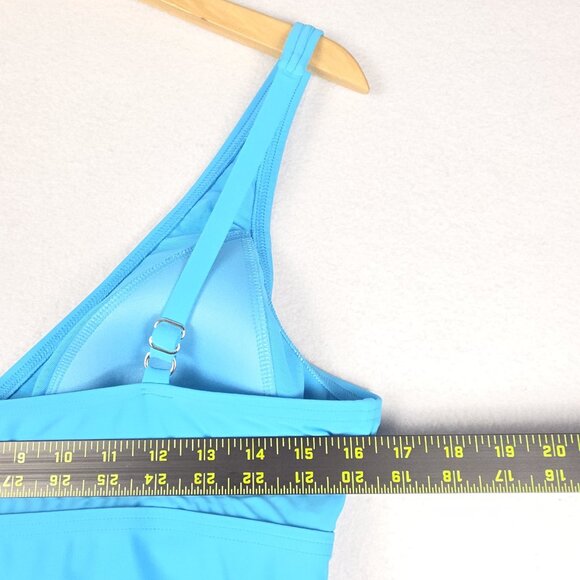 NWT Lands End Women 1-Piece Swim Med. 10/12 Turquoise Blue Tummy Control UPF 50 - Picture 15 of 15
